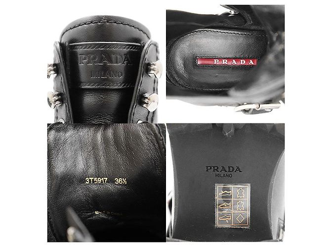 Botas de cuero de ternera Prada 3T5917 Negro - vista 10