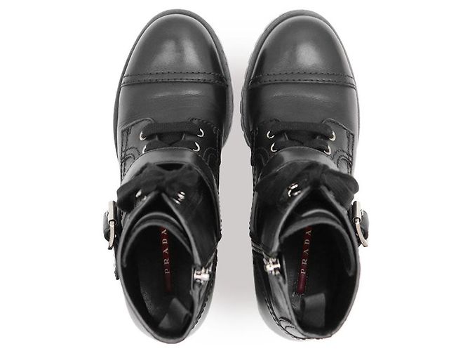 Botas de cuero de ternera Prada 3T5917 Negro - vista 6