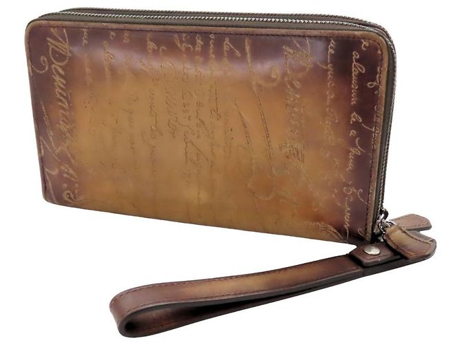 Cartera larga de cuero Tali Scritto Berluti Castaño - vista 17