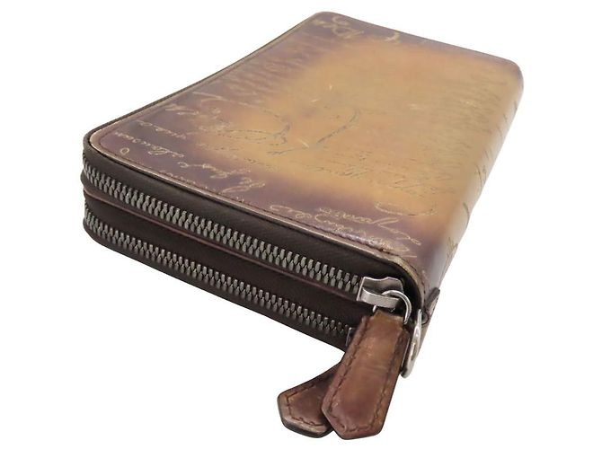 Cartera larga de cuero Tali Scritto Berluti Castaño - vista 5