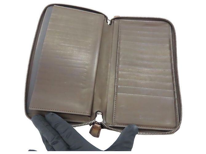 Cartera larga de cuero Tali Scritto Berluti Castaño - vista 9