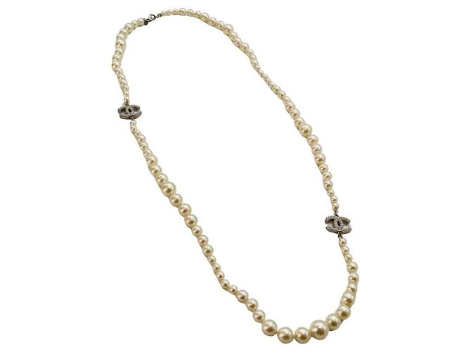 Timeless Collar Largo de Perlas Chanel Plata - vista 2