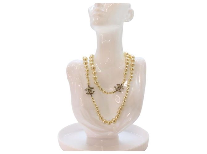 Timeless Collar Largo de Perlas Chanel Plata - vista 3
