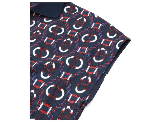 Vestido Polo de Algodón Hermès Blanco Roja Azul Azul marino - vista 4