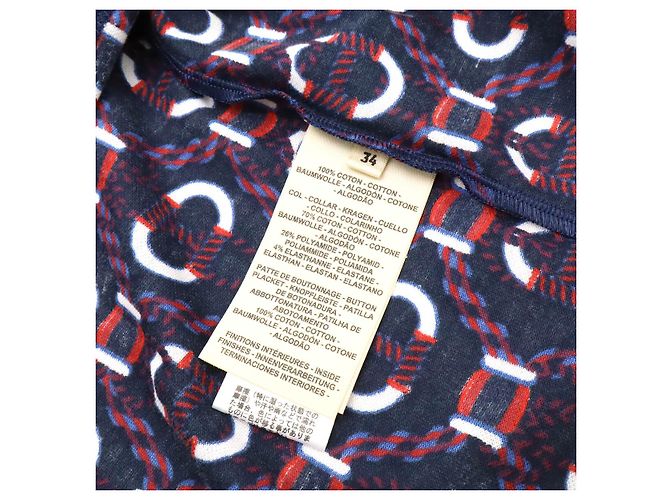 Vestido Polo de Algodón Hermès Blanco Roja Azul Azul marino - vista 6