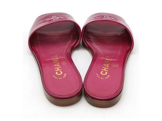 Sandali in pelle Chanel Coco Mark Rosa Fuschia - vista 3