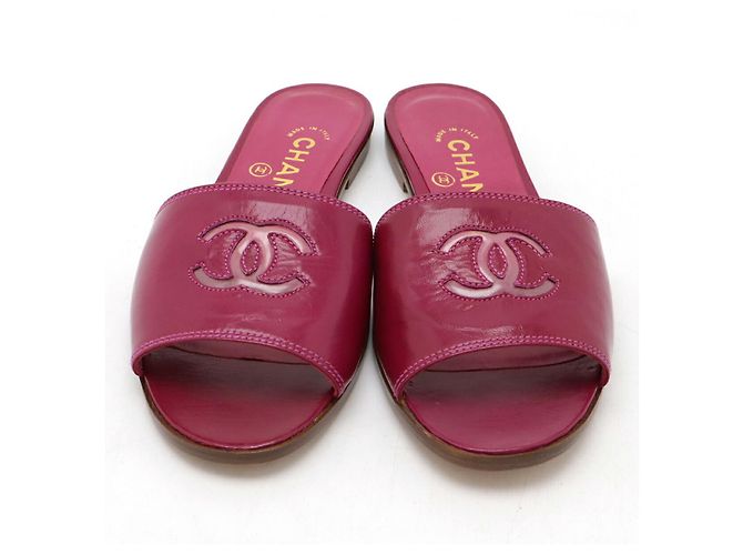 Sandali in pelle Chanel Coco Mark Rosa Fuschia - vista 4