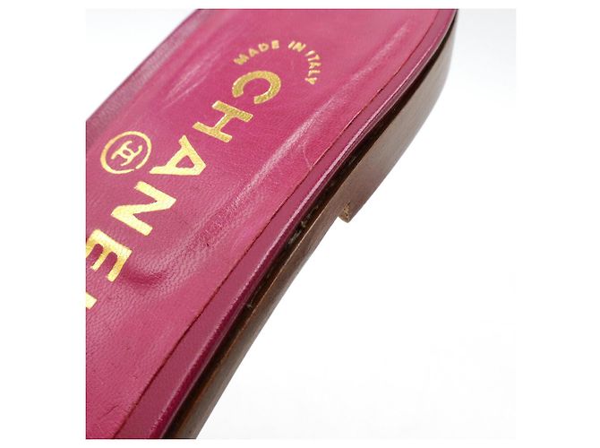 Sandali in pelle Chanel Coco Mark Rosa Fuschia - vista 7