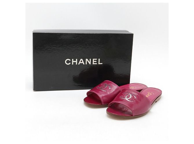 Sandali in pelle Chanel Coco Mark Rosa Fuschia - vista 8