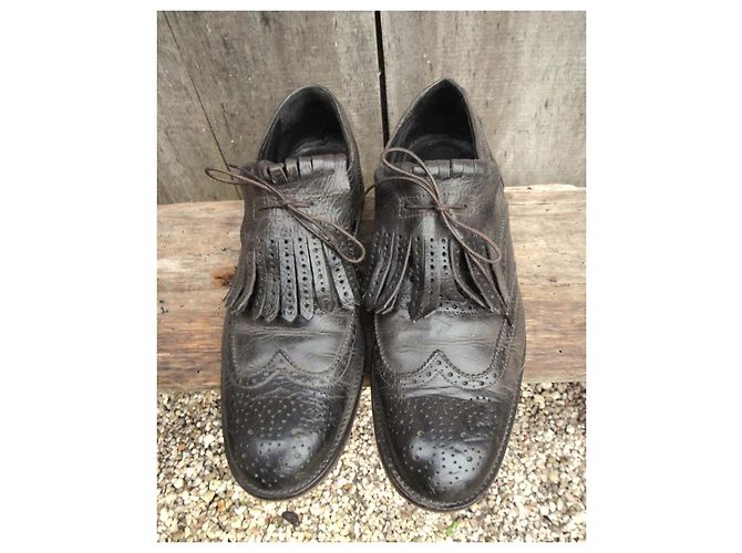 Autre Marque Manfield Richelieu Scarpe Stringate in Pelle Marrone Scuro - vista 4