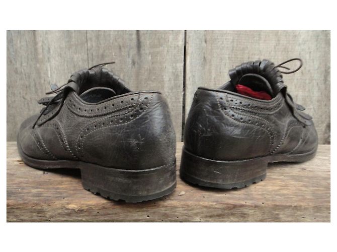 Autre Marque Manfield Richelieu Scarpe Stringate in Pelle Marrone Scuro - vista 5