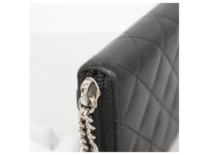 Chanel Cambon Langer Geldbeutel aus schwarzem Lammleder - Ansicht 6