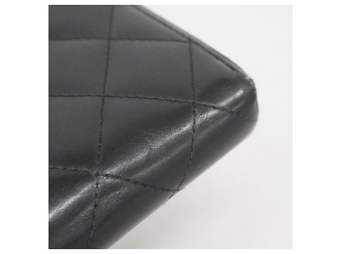 Chanel Cambon Langer Geldbeutel aus schwarzem Lammleder - Ansicht 7