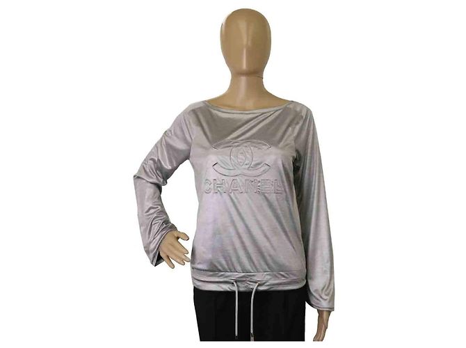 Timeless Chanel Logo Polyester Top Silber - Ansicht 8