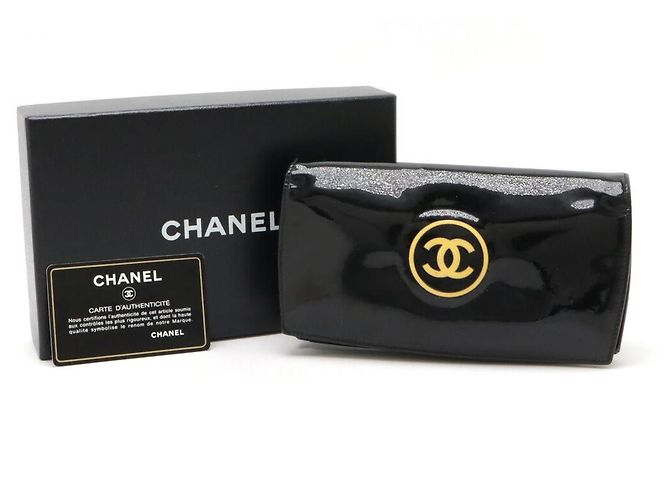 Timeless Cartera larga de piel patentada Chanel Make Up Negro - vista 9