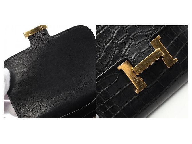 Cartera compacta Constance de aligátor mate de Hermès Negro - vista 19