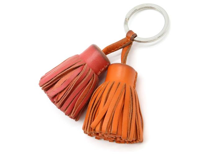 Leder-Schlüsselanhänger Hermès Carmen Un Dos Pink Orange - Ansicht 2