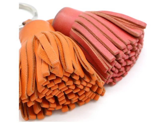 Leder-Schlüsselanhänger Hermès Carmen Un Dos Pink Orange - Ansicht 4