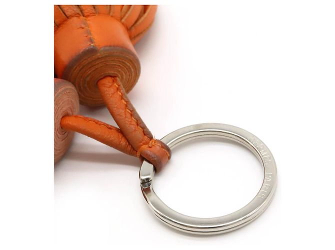 Leder-Schlüsselanhänger Hermès Carmen Un Dos Pink Orange - Ansicht 5
