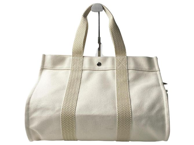 Hermès Cannes MM Canvas Tote Bag mit Pouch Roh - Ansicht 2