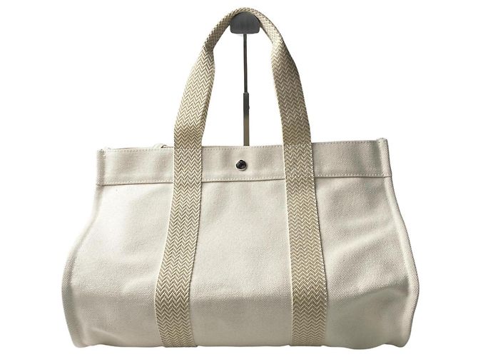 Hermès Cannes MM Canvas Tote Bag mit Pouch Roh - Ansicht 3