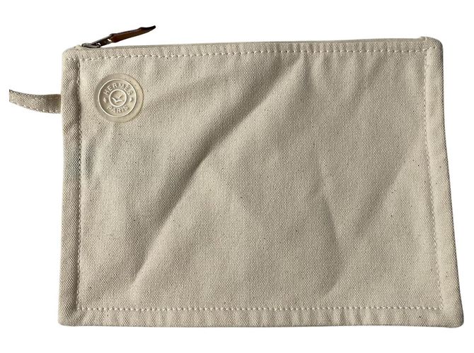 Hermès Cannes MM Canvas Tote Bag mit Pouch Roh - Ansicht 9