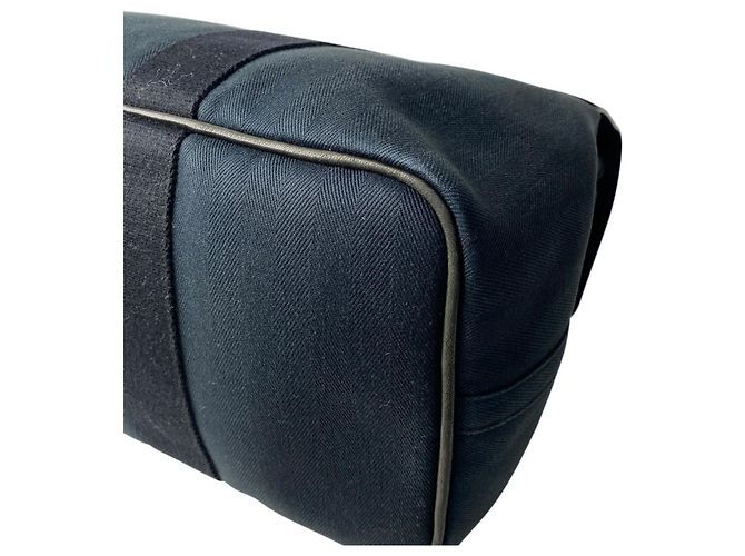 Hermès Damen Valparaiso MM Canvas Tote Bag Schwarz Marineblau - Ansicht 16