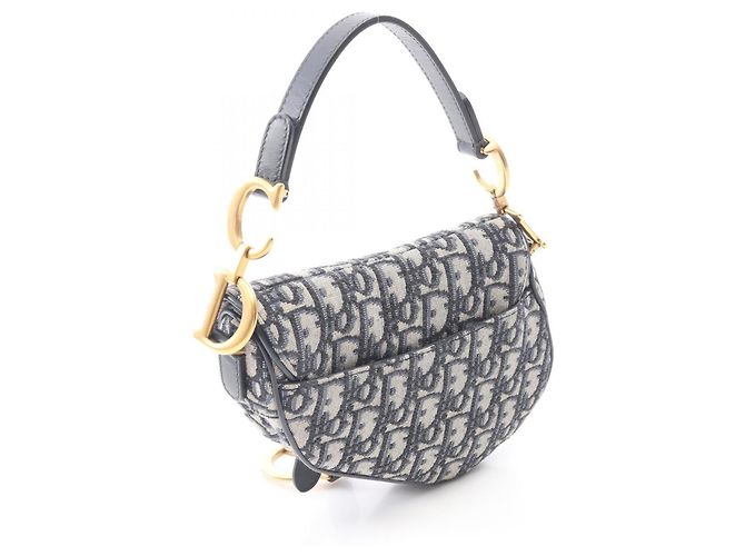Borsa Saddle Mini Oblique Jacquard Christian Dior Crudo Blu navy - vista 2
