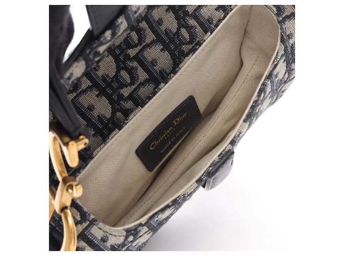 Borsa Saddle Mini Oblique Jacquard Christian Dior Crudo Blu navy - vista 3