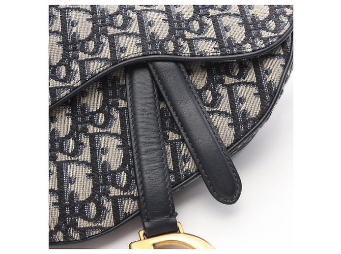 Borsa Saddle Mini Oblique Jacquard Christian Dior Crudo Blu navy - vista 7