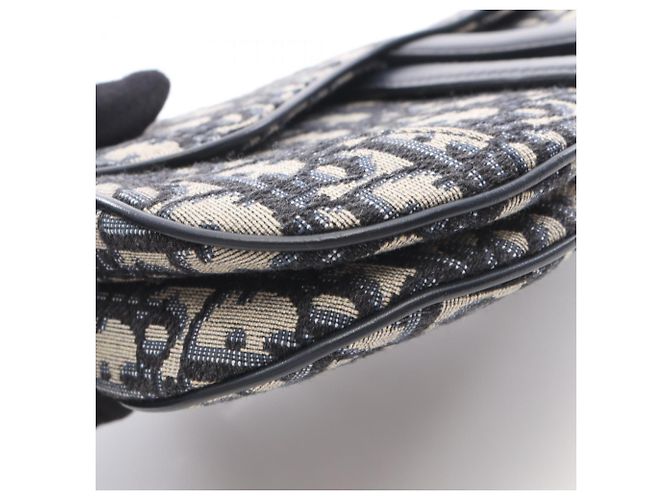 Borsa Saddle Mini Oblique Jacquard Christian Dior Crudo Blu navy - vista 8