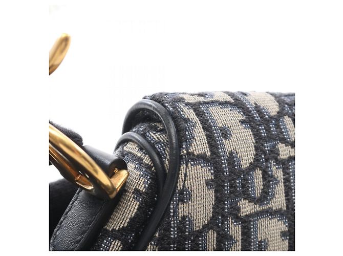Borsa Saddle Mini Oblique Jacquard Christian Dior Crudo Blu navy - vista 9
