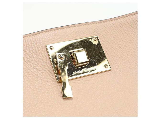 Borsa a Spalla Gancini Salvatore Ferragamo Beige - vista 4