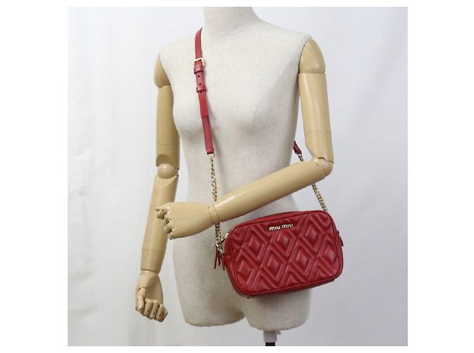 Borsa a spalla in pelle rossa Miu Miu Rosso - vista 8