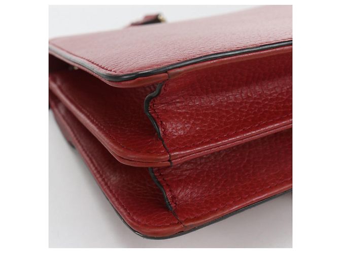 Borsa a spalla in pelle rossa Gucci Rosso - vista 8