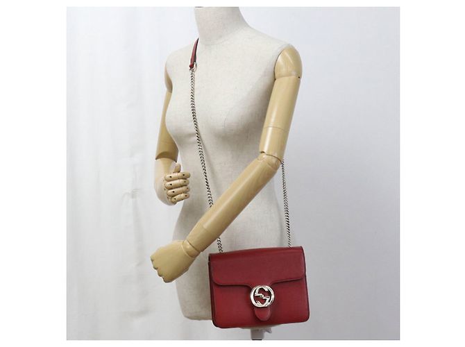 Borsa a spalla in pelle rossa Gucci Rosso - vista 9