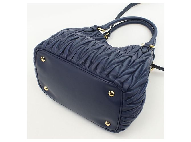 Borsa Tote Miu Miu Matelassé Blu Navy - vista 2