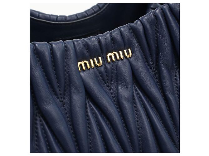 Borsa Tote Miu Miu Matelassé Blu Navy - vista 5