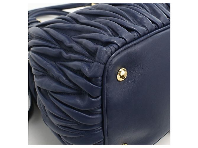 Borsa Tote Miu Miu Matelassé Blu Navy - vista 6