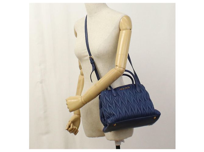 Borsa Tote MIU Outlet Miu Miu Blu - vista 10