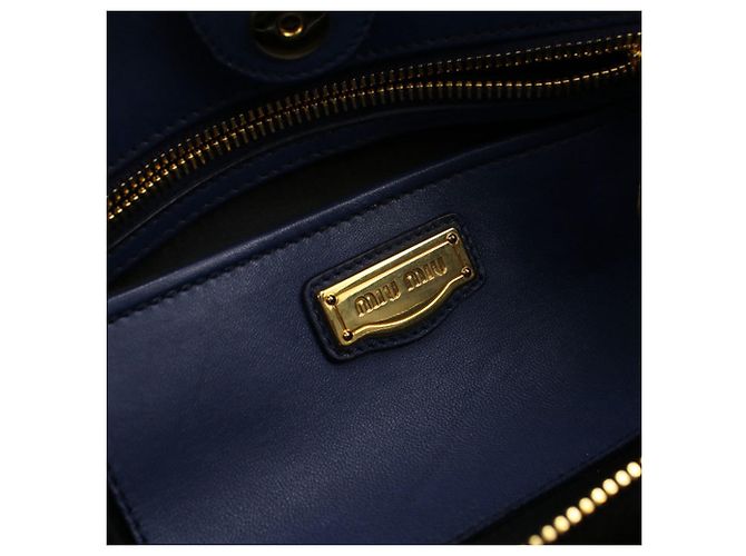 Borsa Tote MIU Outlet Miu Miu Blu - vista 4