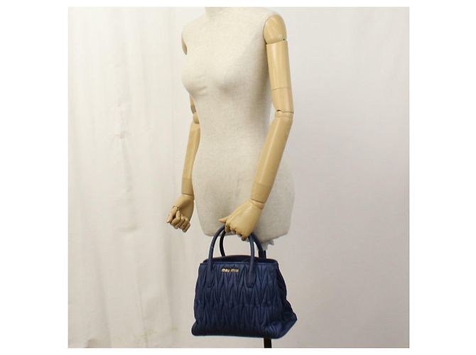 Borsa Tote MIU Outlet Miu Miu Blu - vista 9