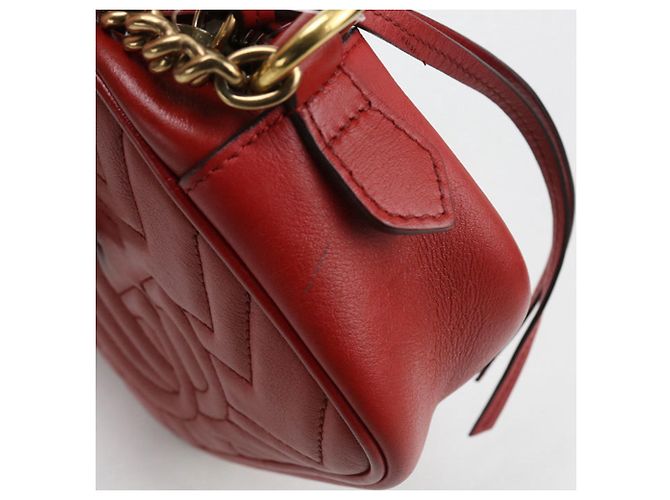 Mini borsa a tracolla GG Marmont di Gucci Rosso - vista 5
