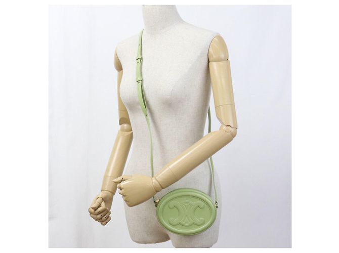 Céline Borsa a Spalla Ovale in Pelle Triomphe di Celine Verde - vista 10