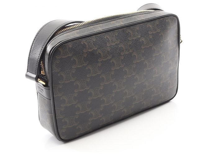 Céline Celine Triomphe Medium Umhängetasche Braun Schwarz - Ansicht 2