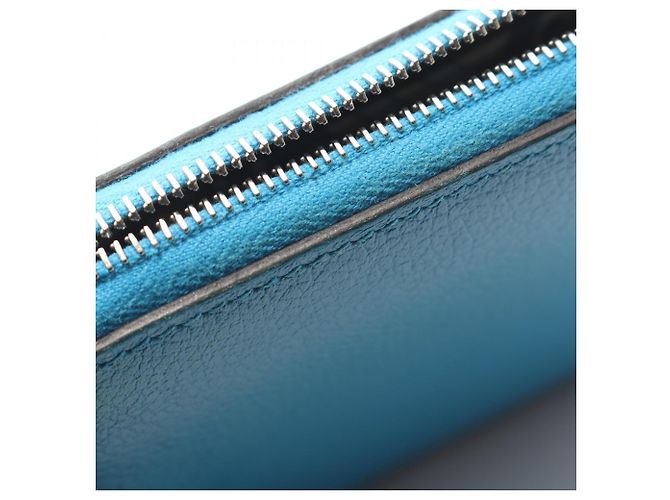 Hermès Azap Compact Silkin Rundgeldbörse Blau - Ansicht 10