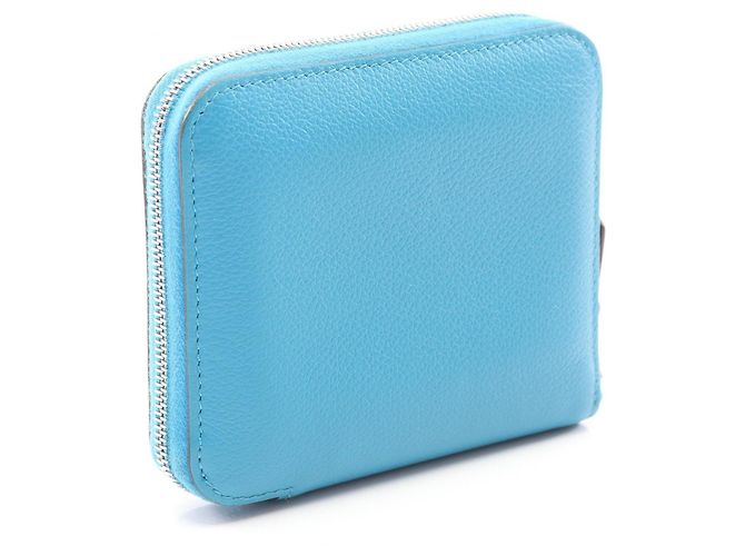 Hermès Azap Compact Silkin Rundgeldbörse Blau - Ansicht 2
