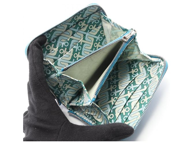 Hermès Azap Compact Silkin Rundgeldbörse Blau - Ansicht 3