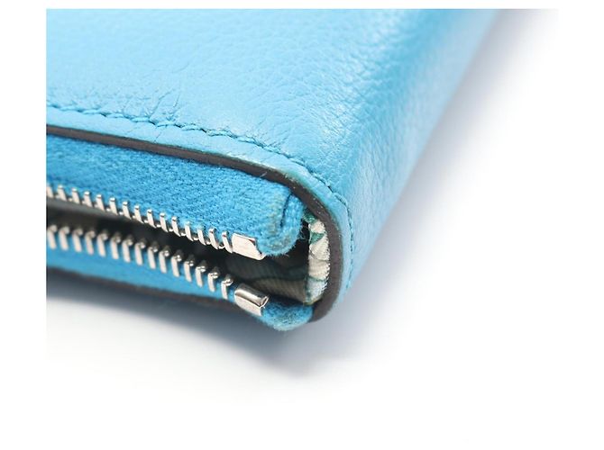 Hermès Azap Compact Silkin Rundgeldbörse Blau - Ansicht 9