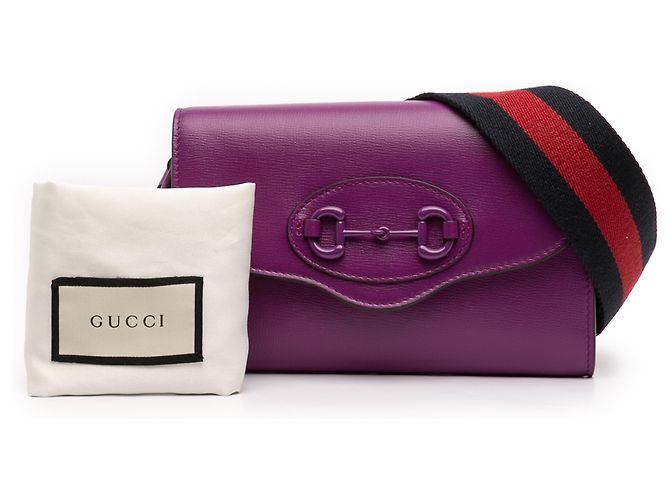 Gucci Mini Borsa in Pelle Viola Horsebit 1955 Web Porpora Viola scuro - vista 10